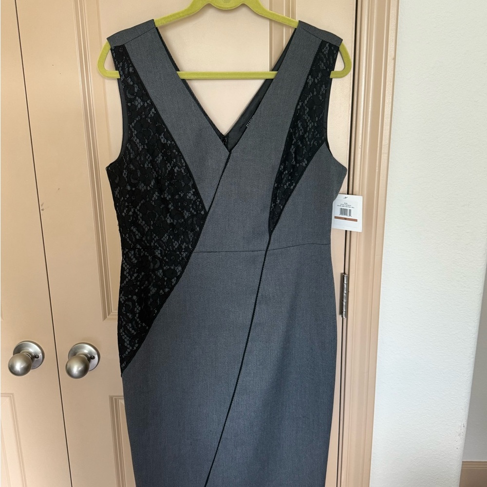 Muse Gray and Black Lace Panel Dress